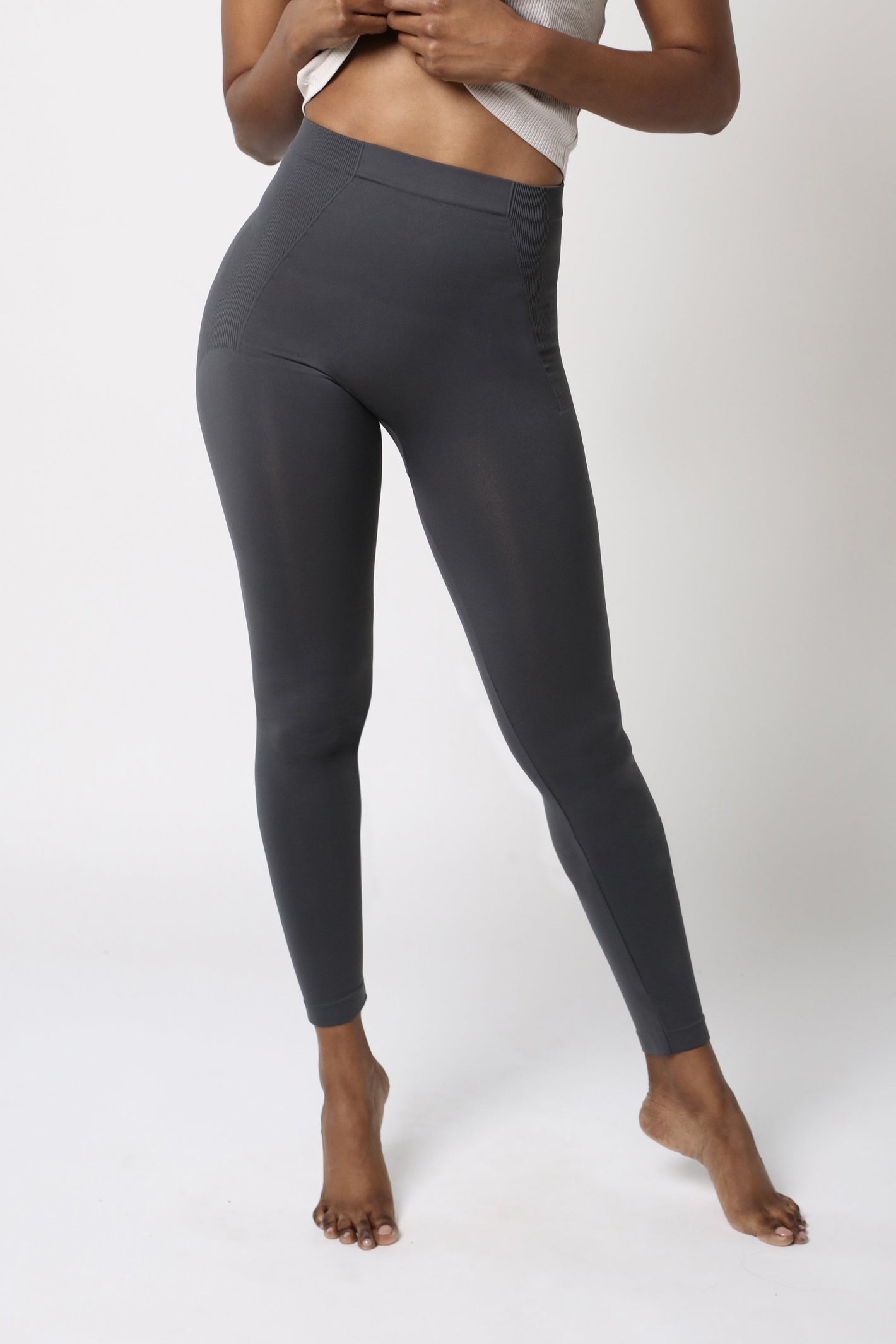 graue Legging - Anthrazit Grau